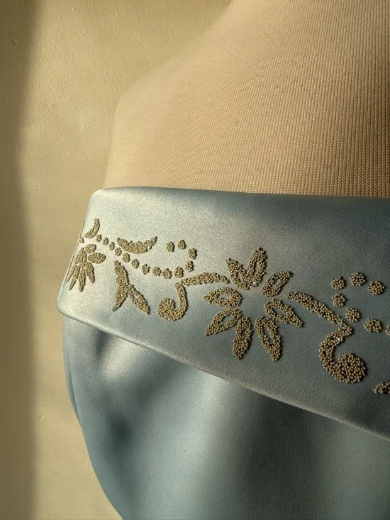 Vintage 90s Fairweather Strapless Blue Gown | Cinderella Bridesmaid Prom Dress - Picture 7 of 13